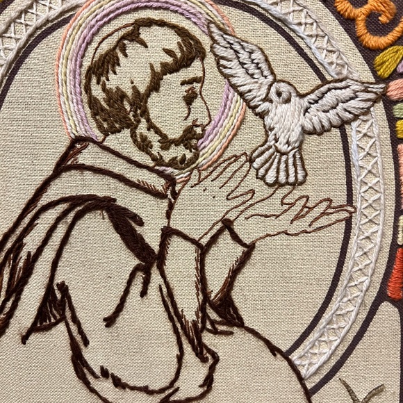 Vtg Framed Embroidered Prayer of St Francis Lord-grand i may not so much seek - Picture 3 of 11